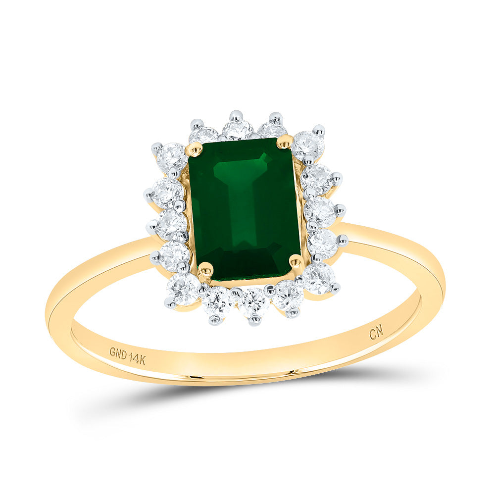 14K Yellow Gold 1/4 CTW-Natural Diamond 7X5MM Em-Em Nat-Gem Ladies Ring 1.94 Gram