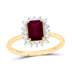 14K Yellow Gold 1/4 CTW-Natural Diamond 7X5MM Em-Ru Nat-Gem Ladies Ring 2.14 Gram