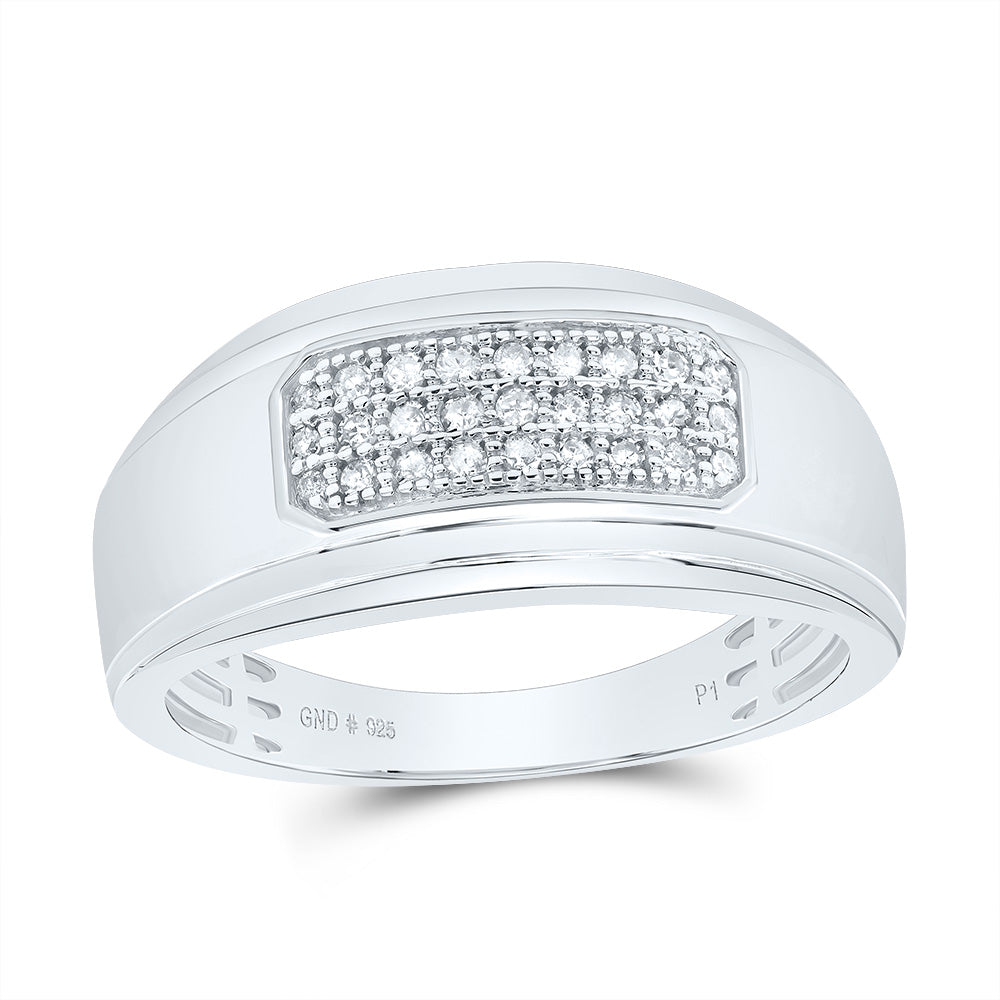 Sterling Silver 1/5 CTW-Natural Diamond Men'S Band 4.4 Gram