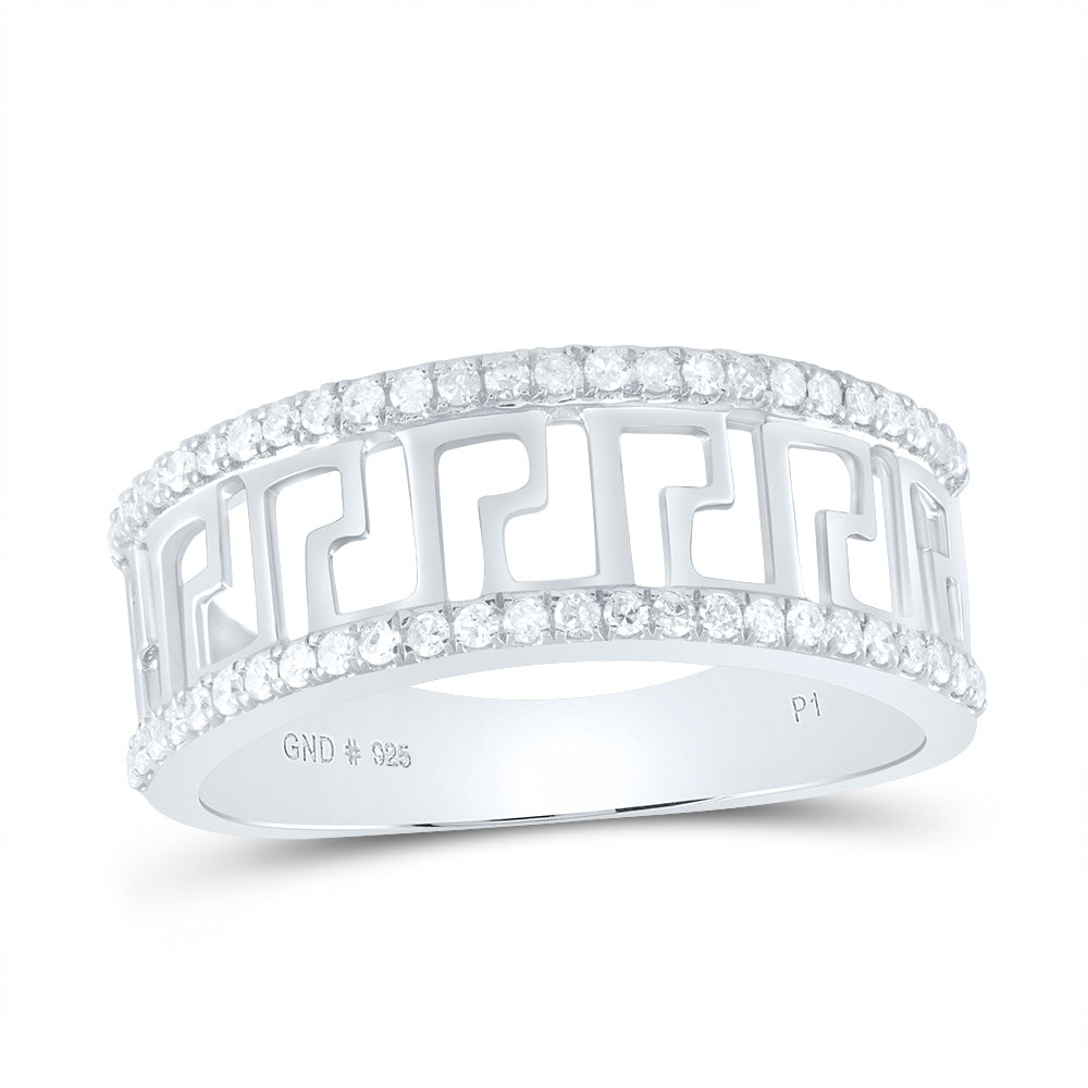 Sterling Silver 3/8 CTW-Natural Diamond Men'S Band 5.15 Gram