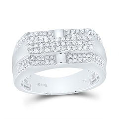 Sterling Silver 5/8 CTW-Natural Diamond Men'S Band 4.39 Gram
