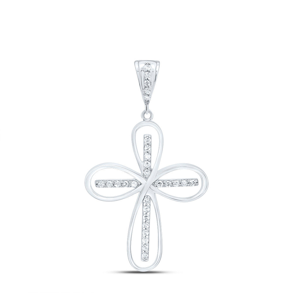 Sterling Silver 1/5 CTW-Natural Diamond Gift Cross Pendant 2.42 Gram