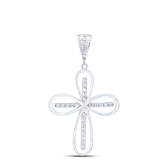 Sterling Silver 1/5 CTW-Natural Diamond Gift Cross Pendant 2.42 Gram