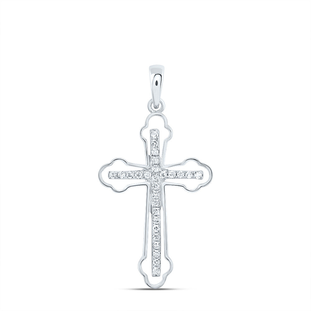 Sterling Silver 1/5 CTW-Natural Diamond Gift Cross Pendant 1.41 Gram