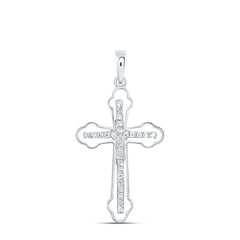 Sterling Silver 1/5 CTW-Natural Diamond Gift Cross Pendant 1.41 Gram