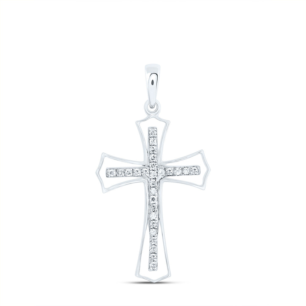 Sterling Silver 1/5 CTW-Natural Diamond Gift Cross Pendant 1.34 Gram