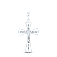 Sterling Silver 1/5 CTW-Natural Diamond Gift Cross Pendant 1.34 Gram