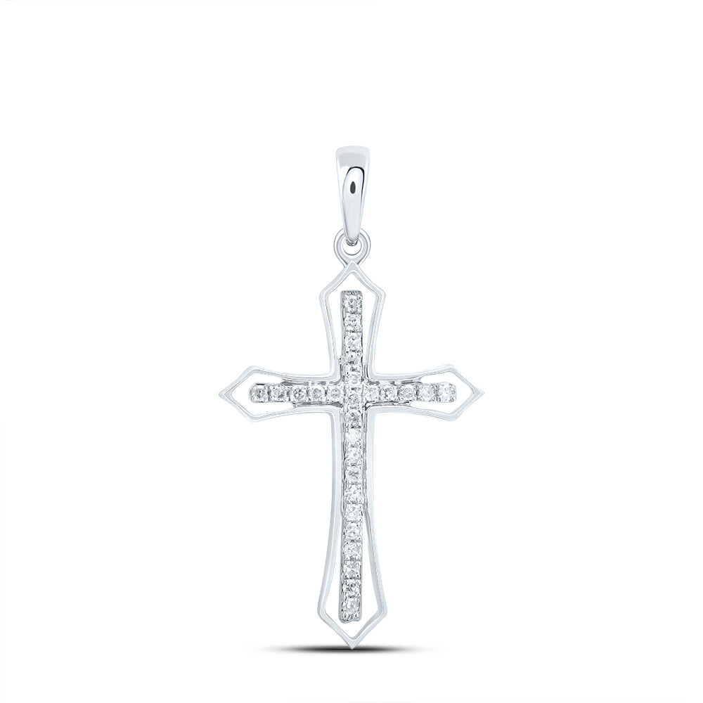 Sterling Silver 1/5 CTW-Natural Diamond Gift Cross Pendant 1.25 Gram