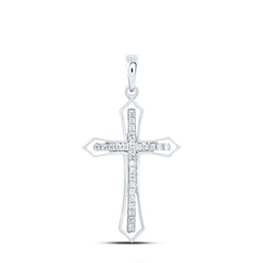 Sterling Silver 1/5 CTW-Natural Diamond Gift Cross Pendant 1.25 Gram