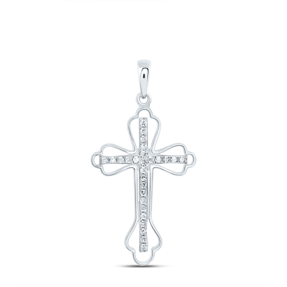 Sterling Silver 1/5 CTW-Natural Diamond Gift Cross Pendant 1.50 Gram