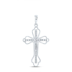 Sterling Silver 1/5 CTW-Natural Diamond Gift Cross Pendant 1.50 Gram