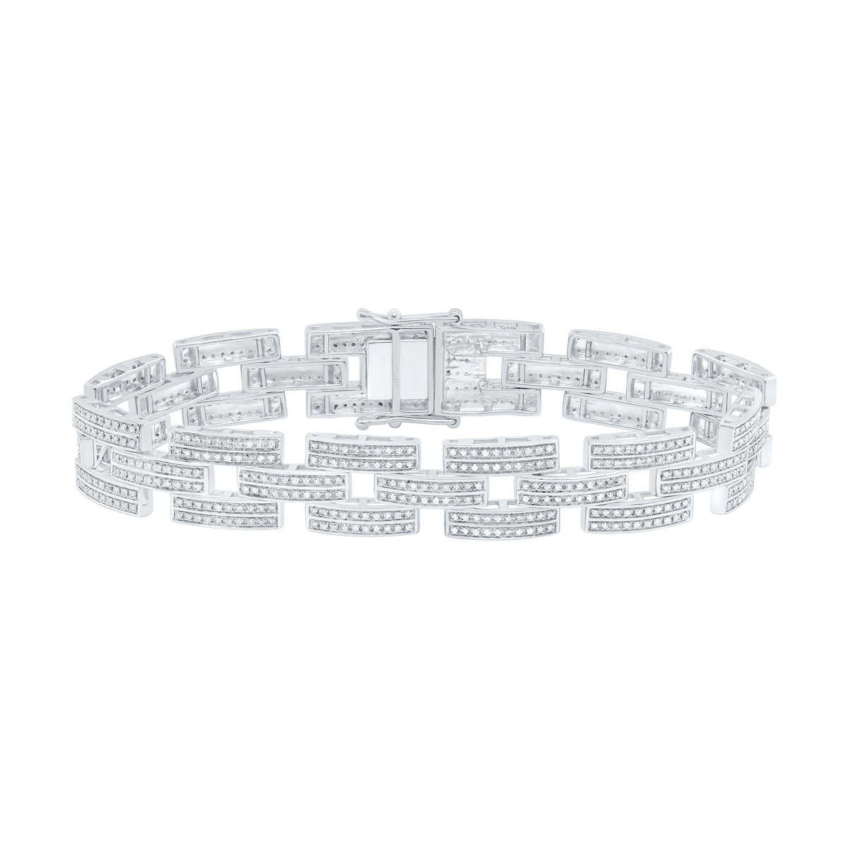 Sterling Silver 2 CTW-Natural Diamond Men'S Bracelet (8 Inch ) 26.81 Gram