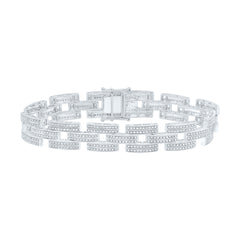 Sterling Silver 2 CTW-Natural Diamond Men'S Bracelet (8 Inch ) 26.81 Gram