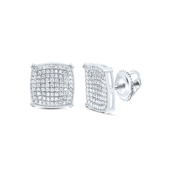 Sterling Silver 1/2 CTWnatural Diamond Cushion Men'S Stud Earring 2.50 Gram