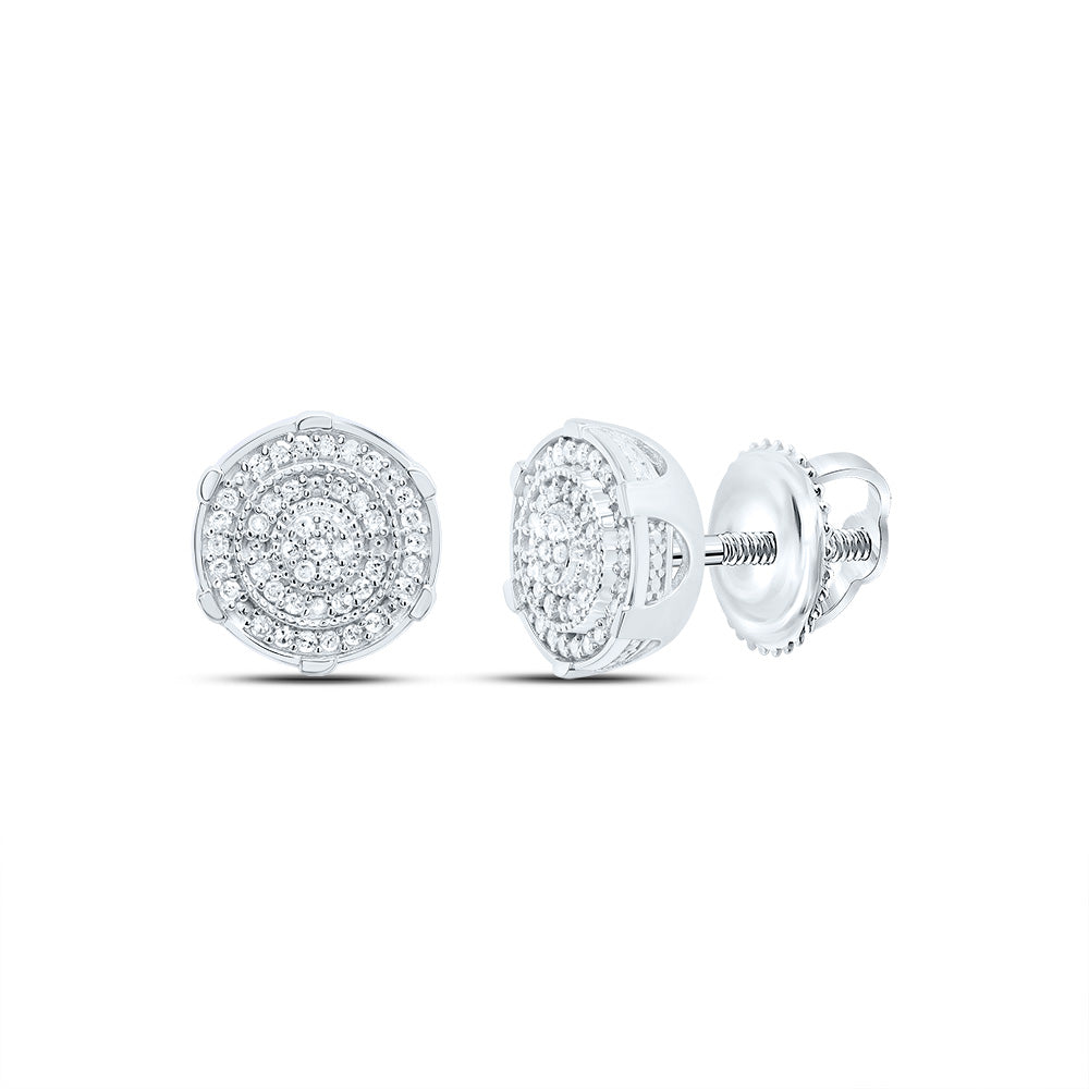 Sterling Silver 1/4 CTWnatural Diamond Round Men'S Stud Earring 3.37 Gram