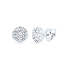 Sterling Silver 1/4 CTWnatural Diamond Round Men'S Stud Earring 3.37 Gram