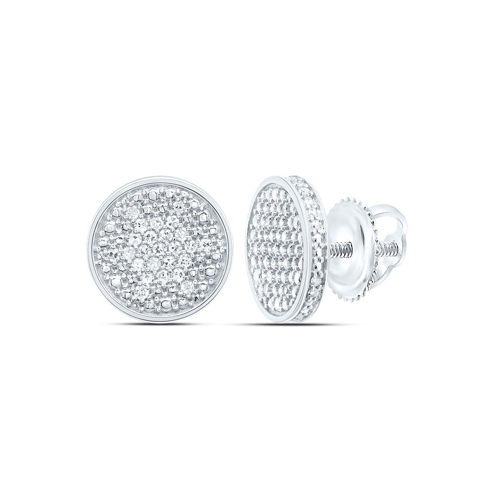 Sterling Silver 1/4 CTWnatural Diamond Round Men'S Stud Earring 2.37 Gram
