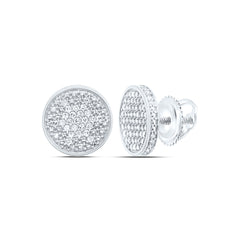 Sterling Silver 1/4 CTWnatural Diamond Round Men'S Stud Earring 2.37 Gram