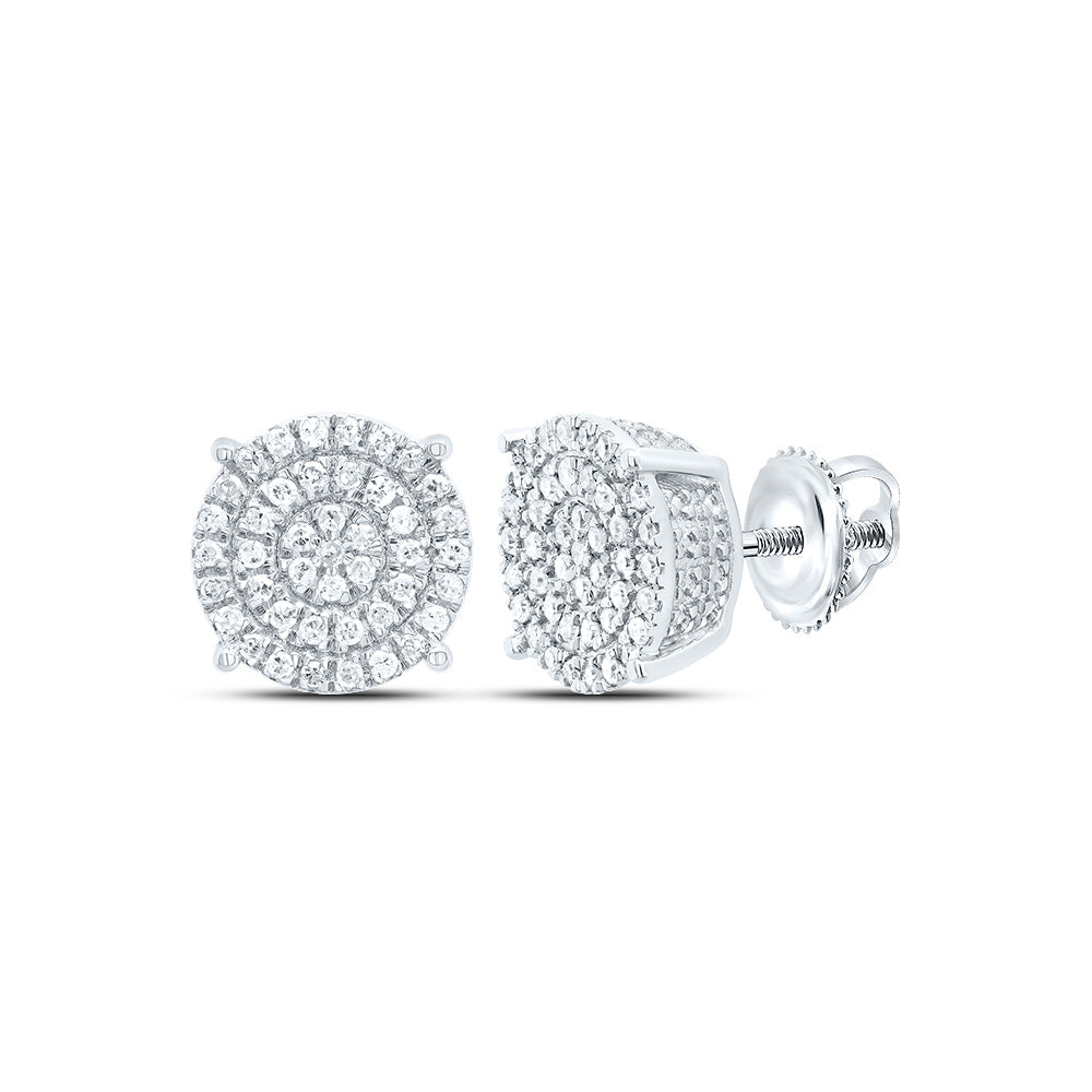 Sterling Silver 1/4 CTWnatural Diamond Round Men'S Stud Earring 2.51 Gram