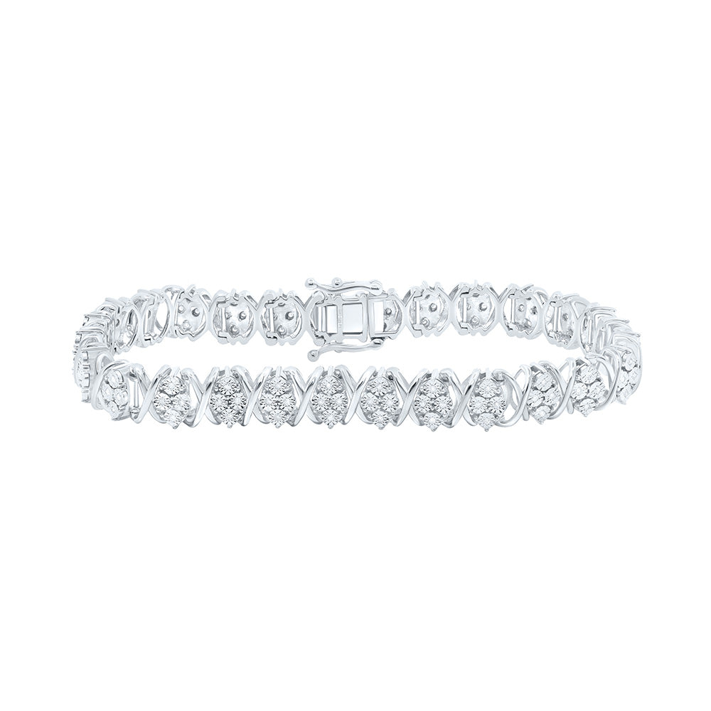 Sterling Silver 1/3 CTW-Natural Diamond 7.60MM Gift Ladies Bracelet (7 Inch ) 16.004 Gram