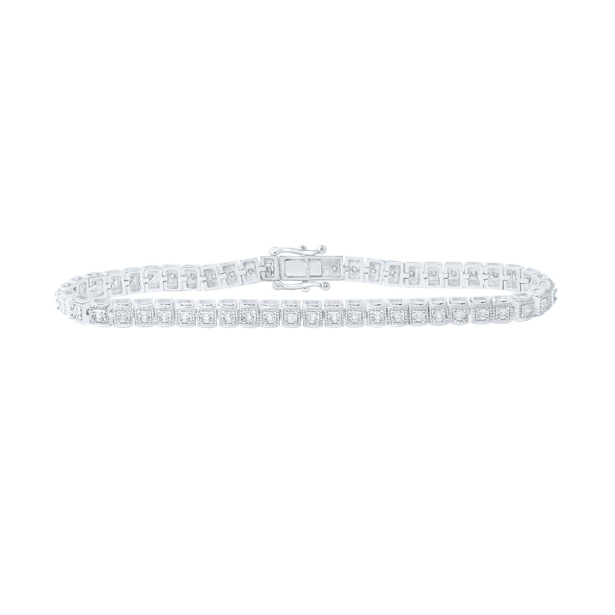 Sterling Silver 1/6 CTW-Natural Diamond 4.80MM Gift Ladies Bracelet (7 Inch ) 12.153 Gram