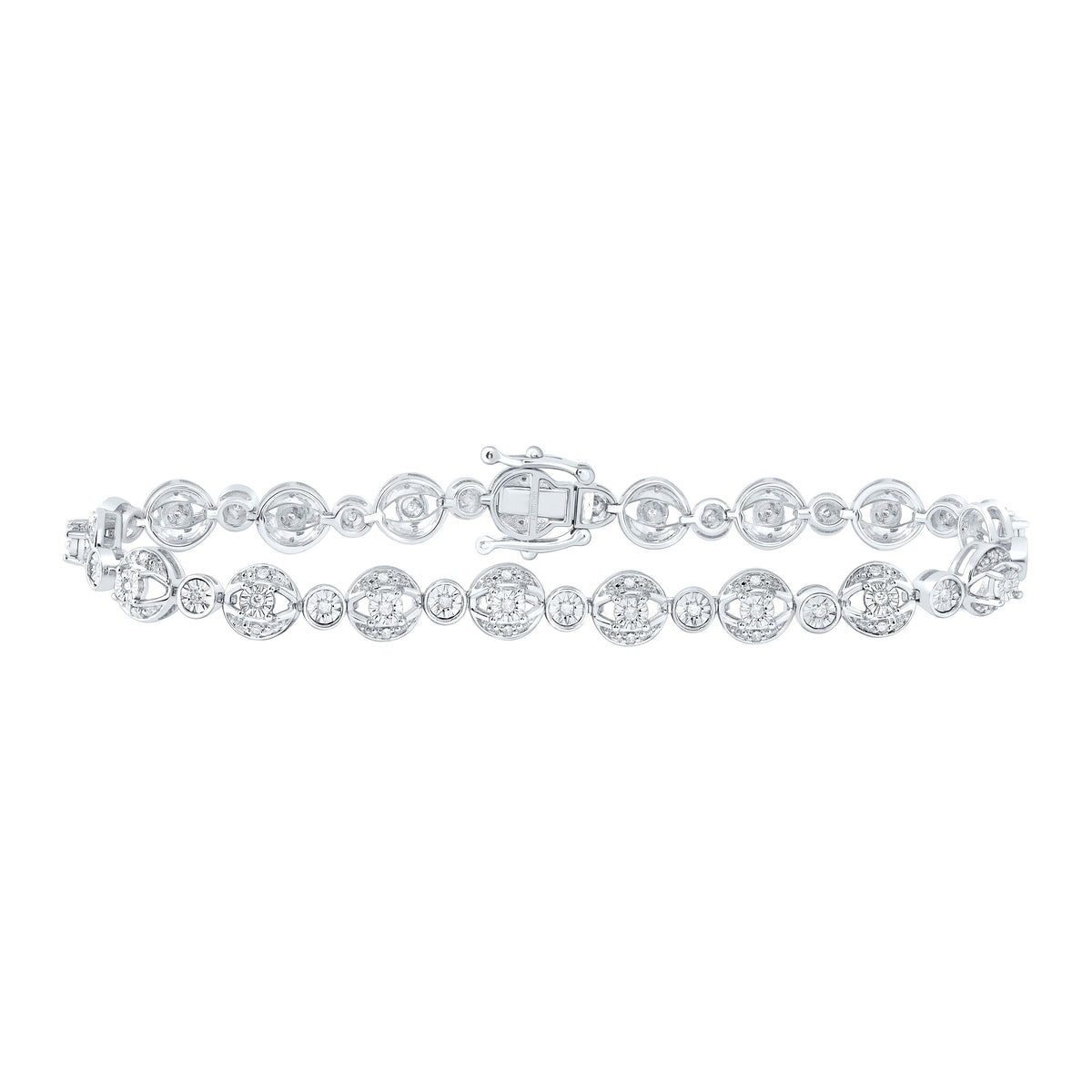 Sterling Silver 1/3 CTW-Natural Diamond 6.80MM Gift Ladies Bracelet (7 Inch ) 9.738 Gram