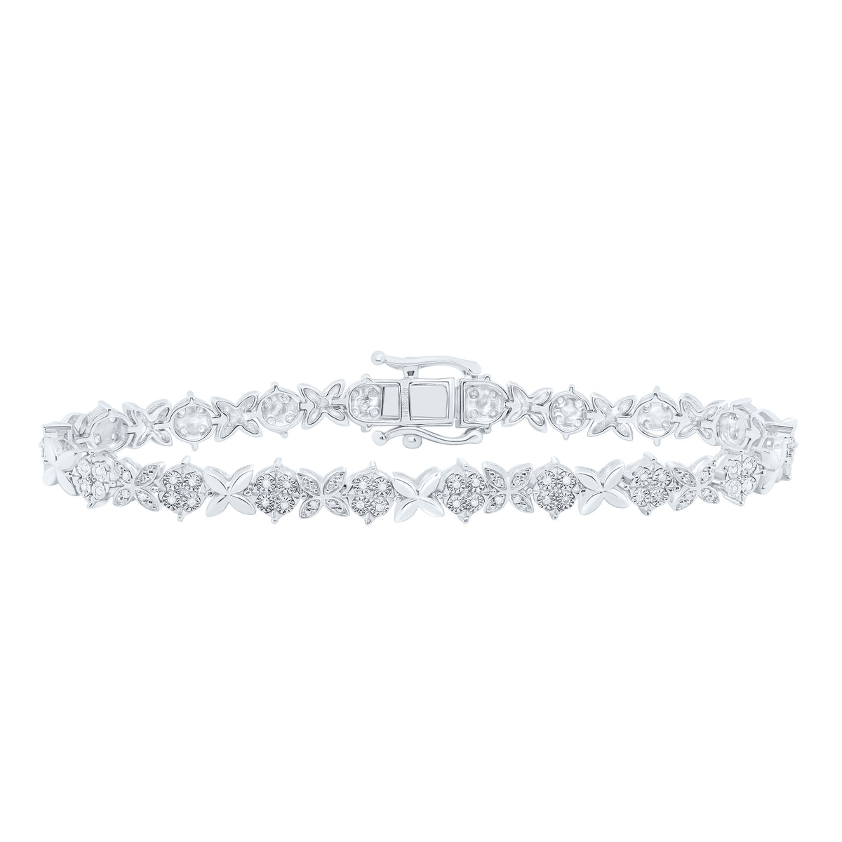 Sterling Silver 1/3 CTW-Natural Diamond 6.70MM Gift Ladies Bracelet (7 Inch ) 11.513 Gram