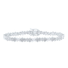 Sterling Silver 1/3 CTW-Natural Diamond 6.70MM Gift Ladies Bracelet (7 Inch ) 11.513 Gram