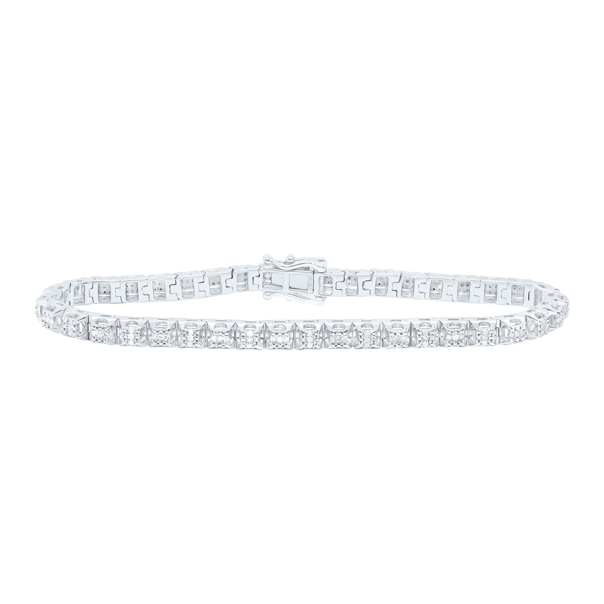 Sterling Silver 1/3 CTW-Natural Diamond 4.40MM Gift Ladies Bracelet (7 Inch ) 13.128 Gram