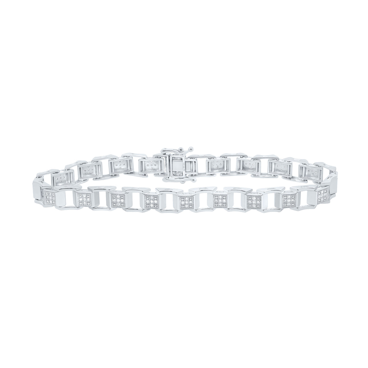Sterling Silver 3/8 CTW-Natural Diamond 5.40MM Men'S Bracelet (8 Inch ) 13.593 Gram