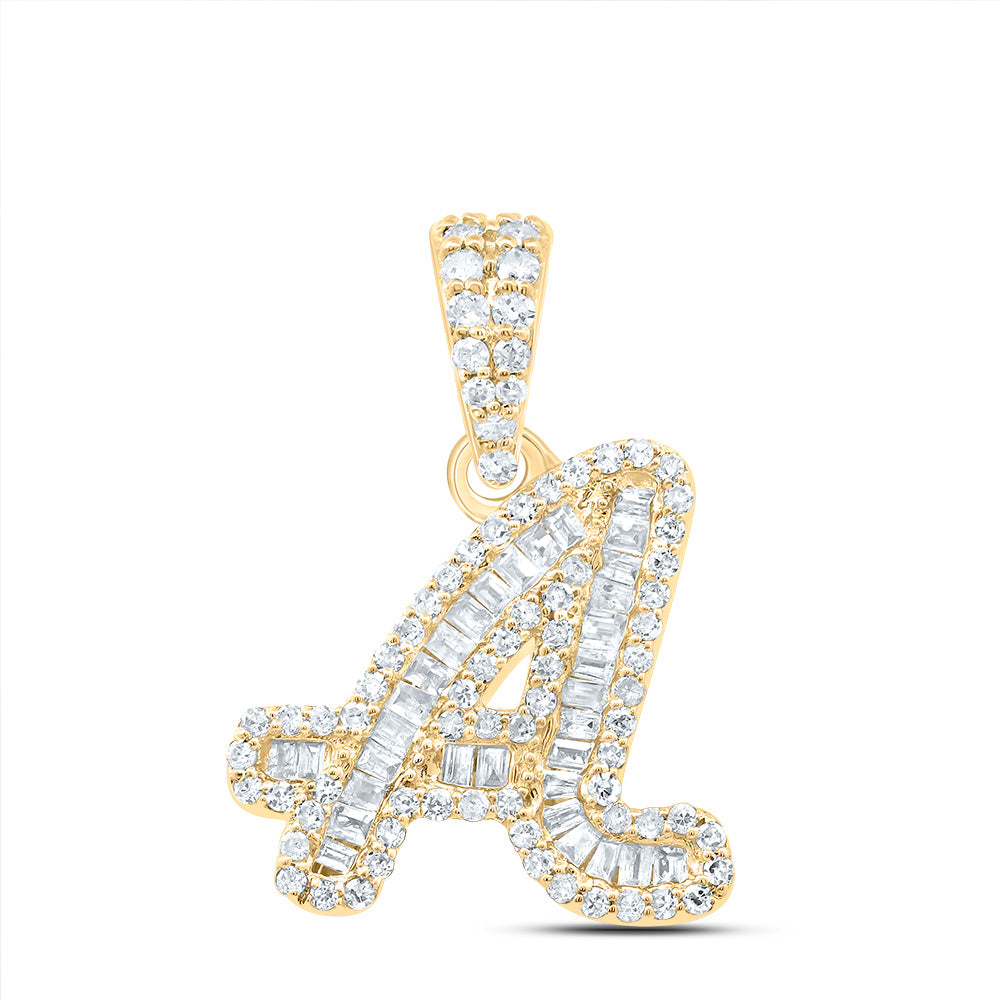 10K Yellow Gold 1/3 CTW-Natural Diamond Gift Initial "A" Pendant 1.50 Gram