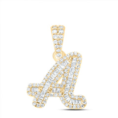 10K Yellow Gold 1/3 CTW-Natural Diamond Gift Initial "A" Pendant 1.50 Gram