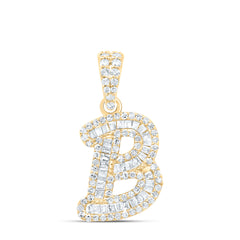 10K Yellow Gold 3/8 CTW-Natural Diamond Gift Initial "B" Pendant 1.49 Gram