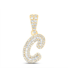 10K Yellow Gold 1/3 CTW-Natural Diamond Gift Initial "C" Pendant 1.29 Gram