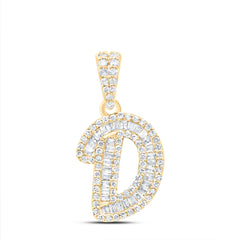 10K Yellow Gold 1/3 CTW-Natural Diamond Gift Initial "D" Pendant 1.42 Gram