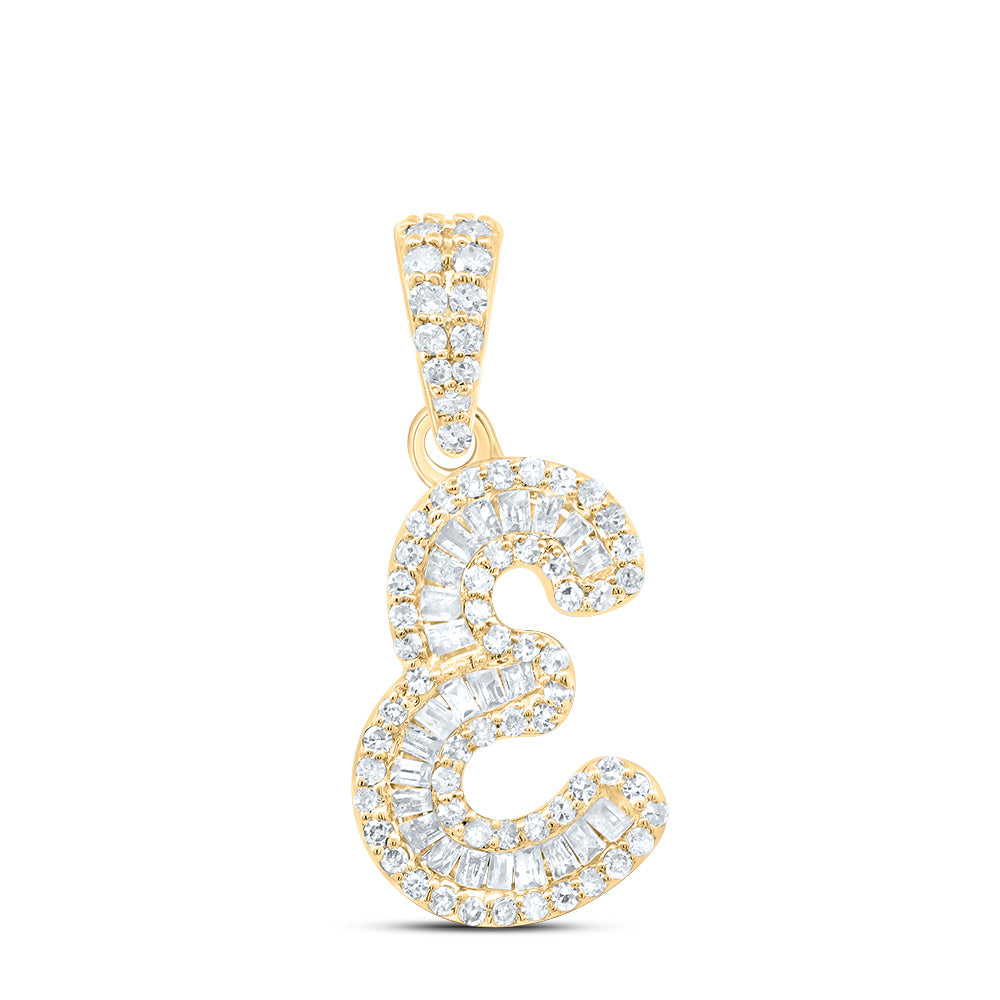 10K Yellow Gold 1/3 CTW-Natural Diamond Gift Initial "E" Pendant 1.19 Gram