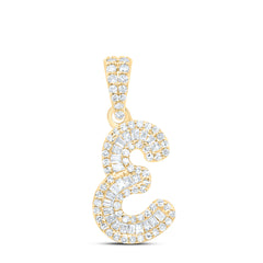 10K Yellow Gold 1/3 CTW-Natural Diamond Gift Initial "E" Pendant 1.19 Gram