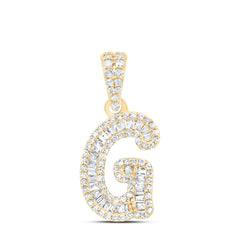 10K Yellow Gold 1/3 CTW-Natural Diamond Gift Initial "G" Pendant 1.35 Gram