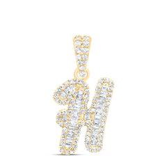 10K Yellow Gold 1/3 CTW-Natural Diamond Gift Initial "H" Pendant 1.54 Gram