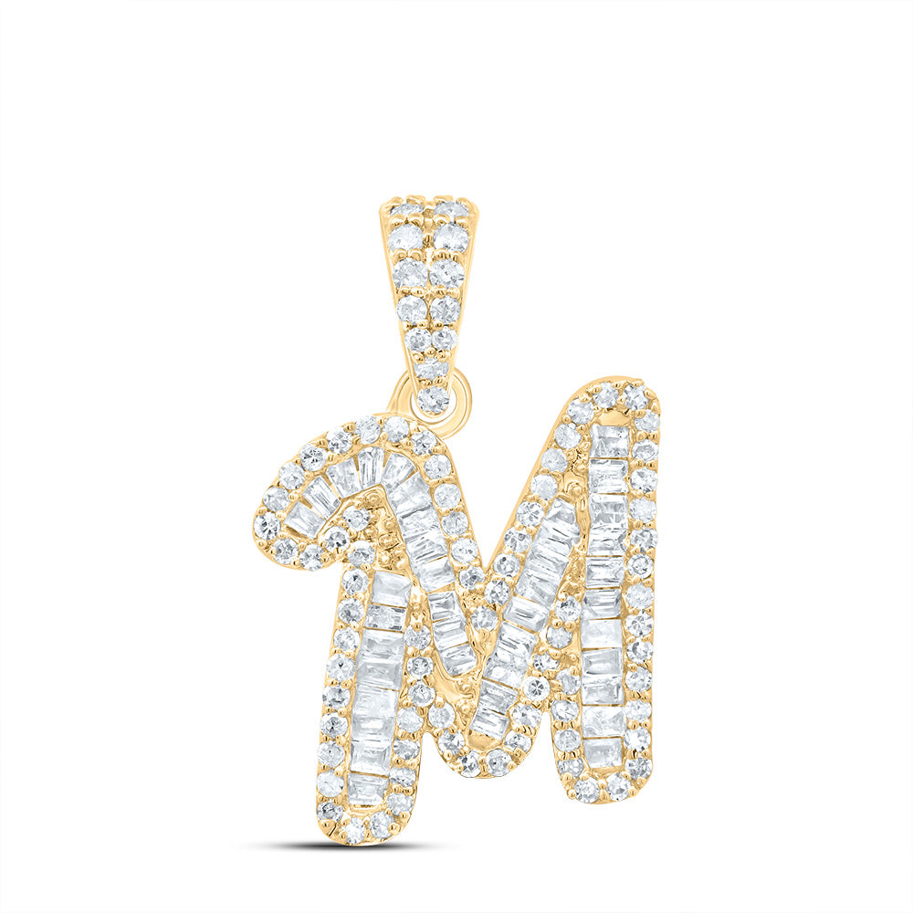 10K Yellow Gold 3/8 CTW-Natural Diamond Gift Initial "M" Pendant 1.70 Gram