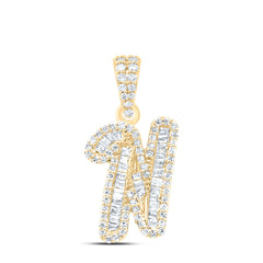 10K Yellow Gold 1/3 CTW-Natural Diamond Gift Initial "N" Pendant 1.47 Gram