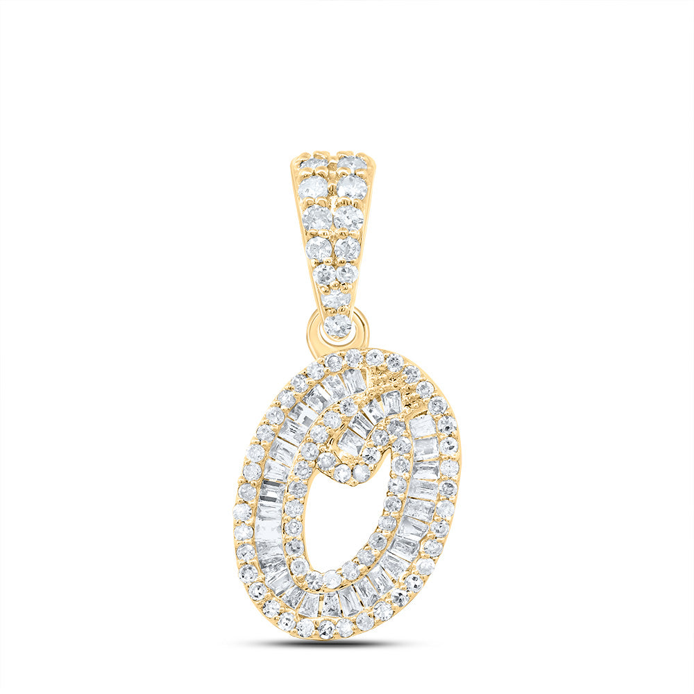 10K Yellow Gold 1/3 CTW-Natural Diamond Gift Initial "O" Pendant 1.43 Gram
