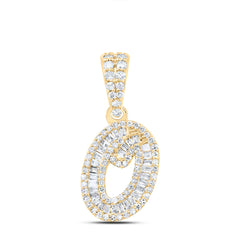 10K Yellow Gold 1/3 CTW-Natural Diamond Gift Initial "O" Pendant 1.43 Gram