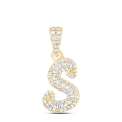 10K Yellow Gold 1/3 CTW-Natural Diamond Gift Initial "S" Pendant 1.22 Gram