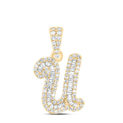 10K Yellow Gold 3/8 CTW-Natural Diamond Gift Initial "U" Pendant 1.48 Gram