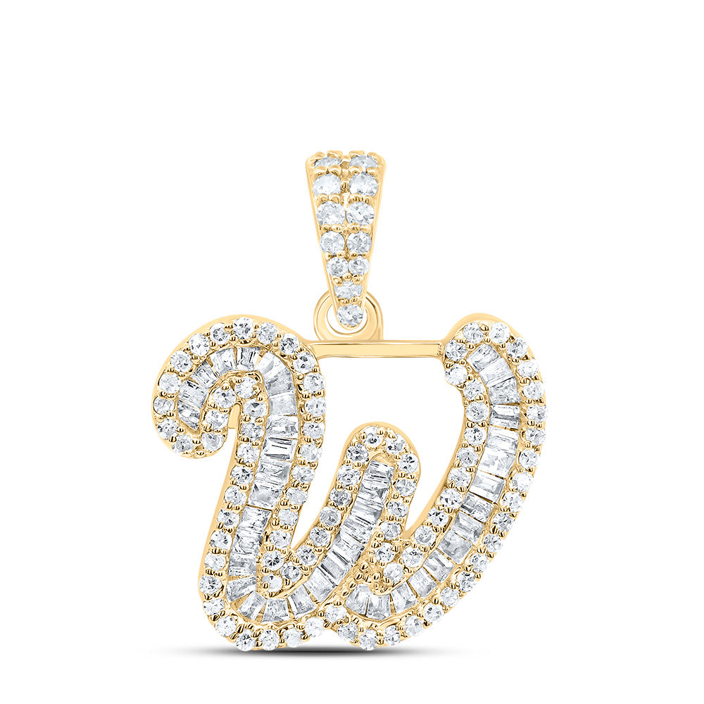 10K Yellow Gold 1/2 CTW-Natural Diamond Gift Initial "W" Pendant 1.88 Gram