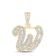 10K Yellow Gold 1/2 CTW-Natural Diamond Gift Initial "W" Pendant 1.88 Gram