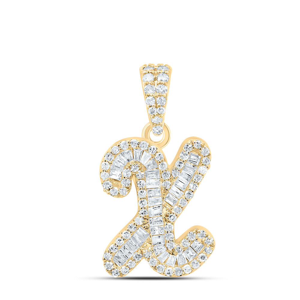 10K Yellow Gold 1/3 CTW-Natural Diamond Gift Initial "X" Pendant 1.47 Gram