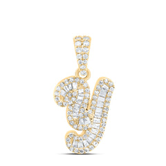 10K Yellow Gold 1/3 CTW-Natural Diamond Gift Initial "Y" Pendant 1.39 Gram