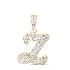 10K Yellow Gold 3/8 CTW-Natural Diamond Gift Initial "Z" Pendant 1.49 Gram